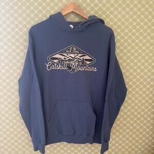 Vintage 2000s jerzees catskill mountain light blue graphic hoodie